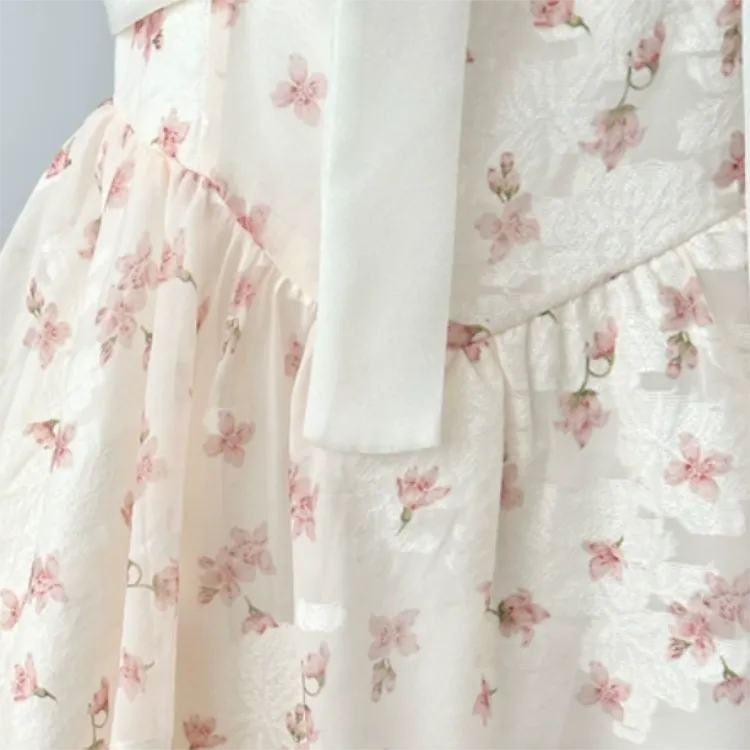 EMDPN Petite Bowknot Princess Cinched Waist Dress Women's-4