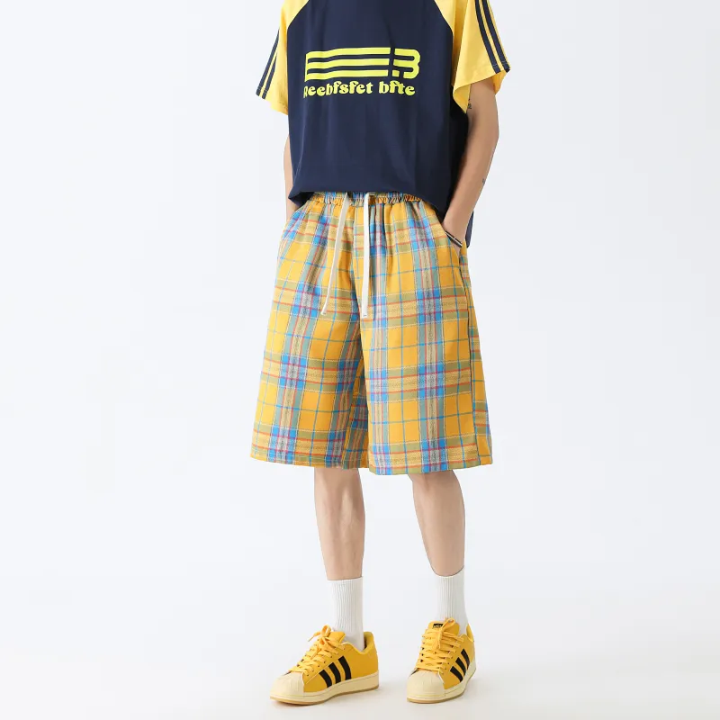 / Casual Shorts Unisex Yellow & Red & Blue Multicolor Comes With White T Shirt-2