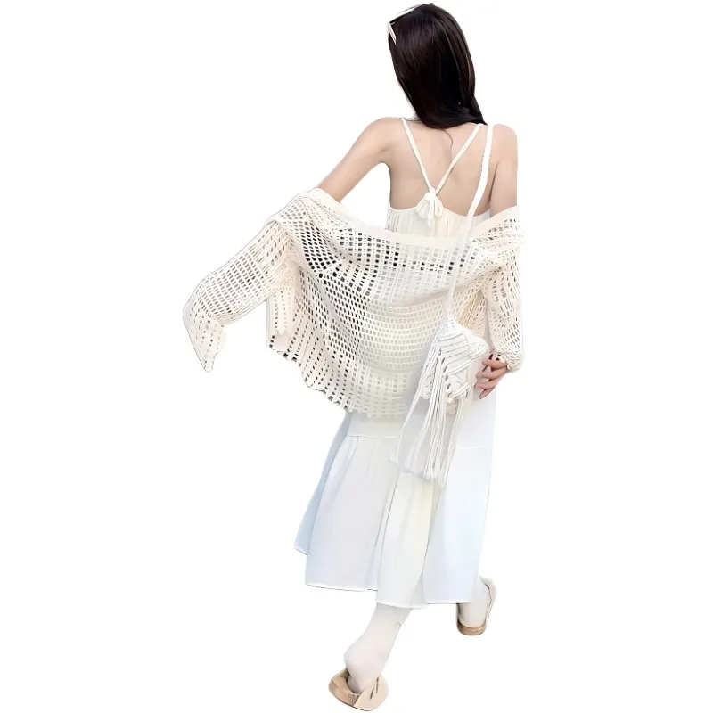 Dior Beauty Two Piece Skirt Sets Women's Cover Up+Belt+Camisole Dress-6