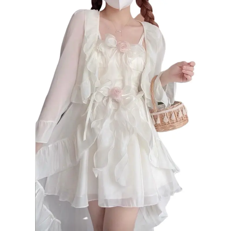 Dior Beauty Slip Dresses Women's White Apricot-4