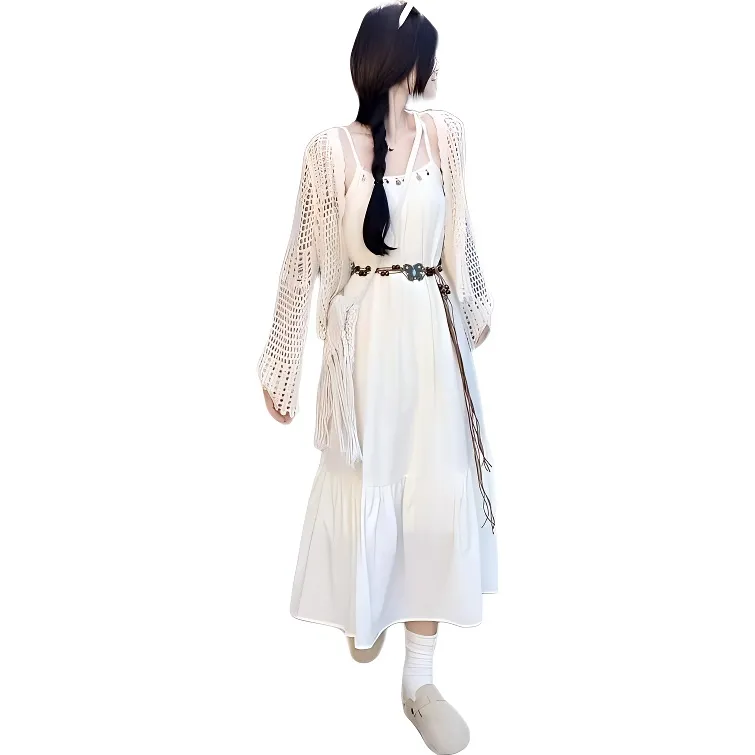 Dior Beauty Two Piece Skirt Sets Women's Cover Up+Belt+Camisole Dress-2
