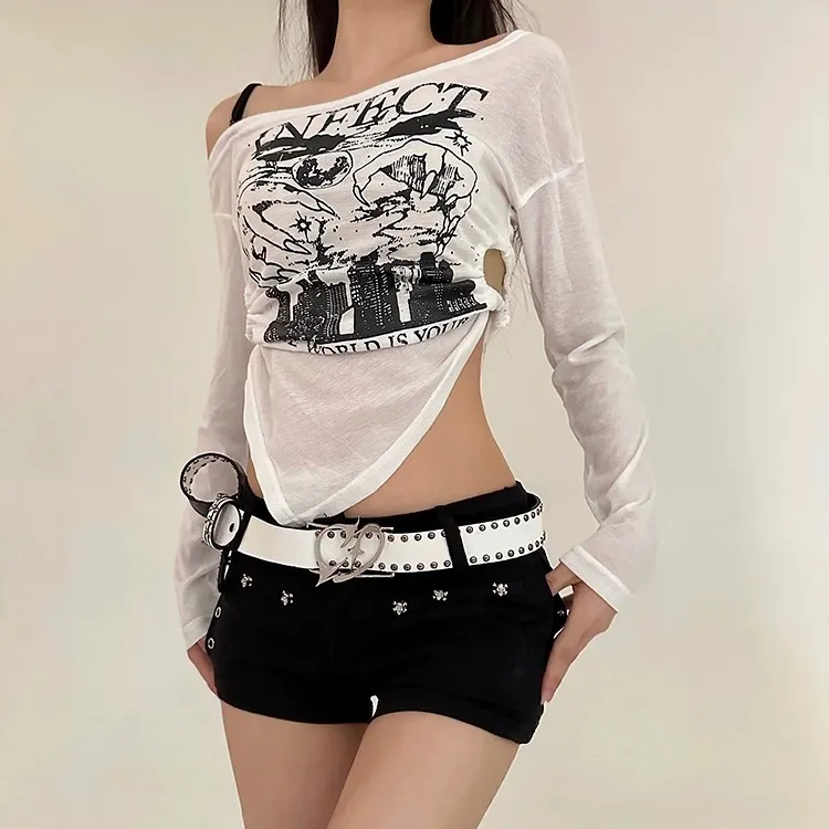 Drop Shoulder Sleeve Minimalist Style Basic T Shirt Women's-8