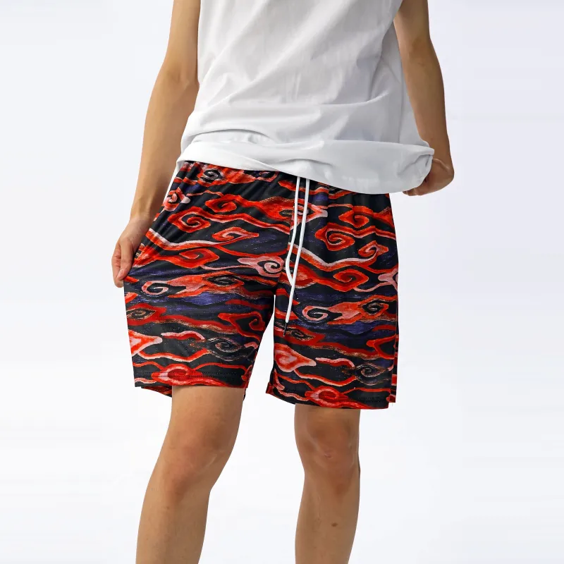XDFM Casual Shorts Unisex 8020 Black Red-7