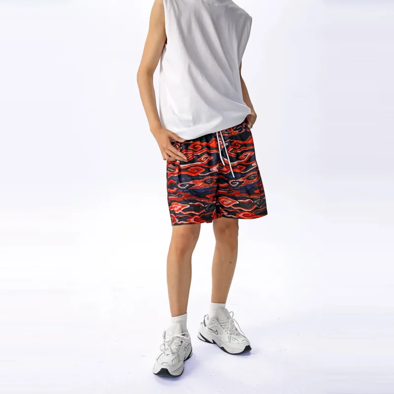 XDFM Casual Shorts Unisex 8020 Black Red-4
