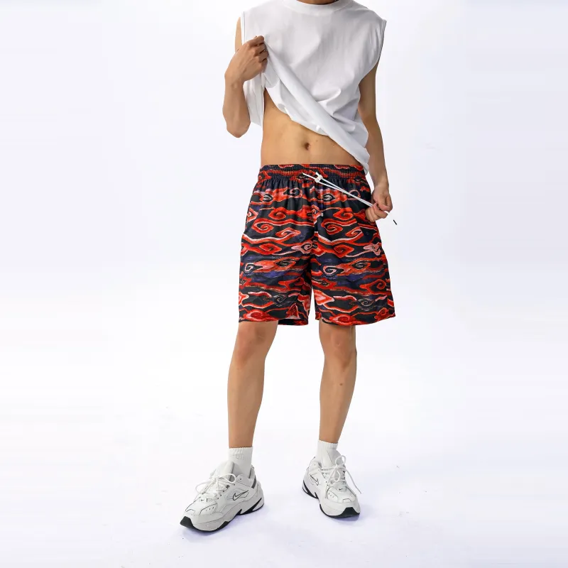 XDFM Casual Shorts Unisex 8020 Black Red-5