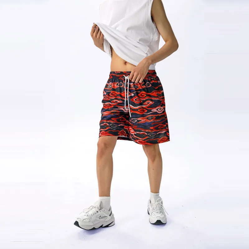 XDFM Casual Shorts Unisex 8020 Black Red-2