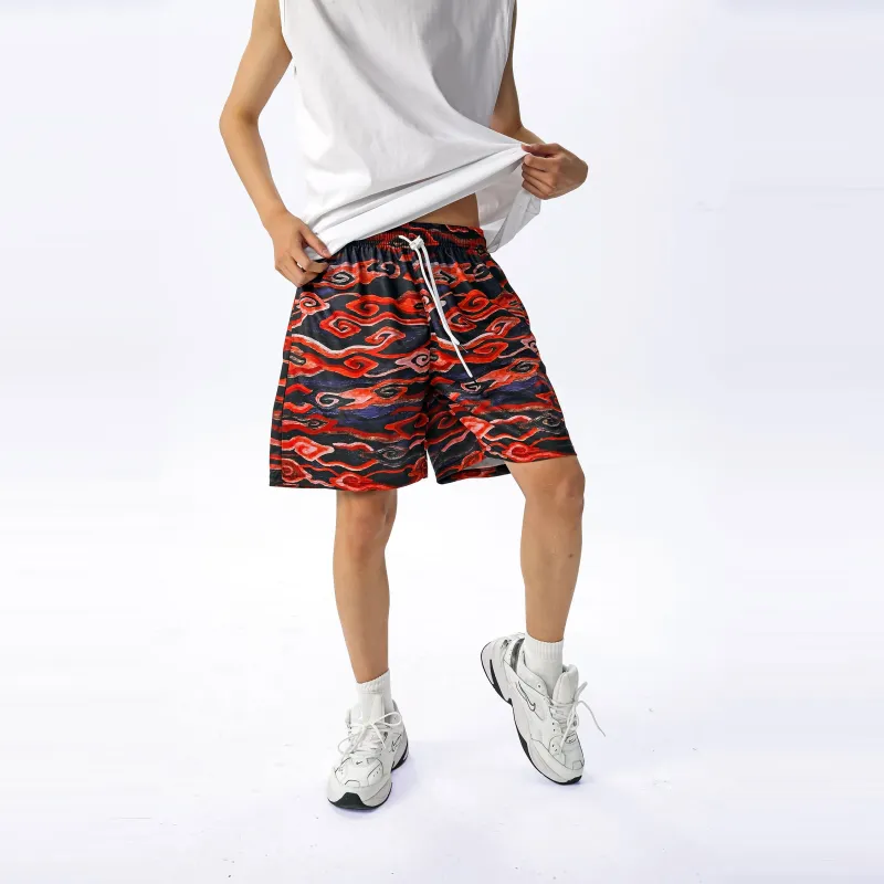 XDFM Casual Shorts Unisex 8020 Black Red-3