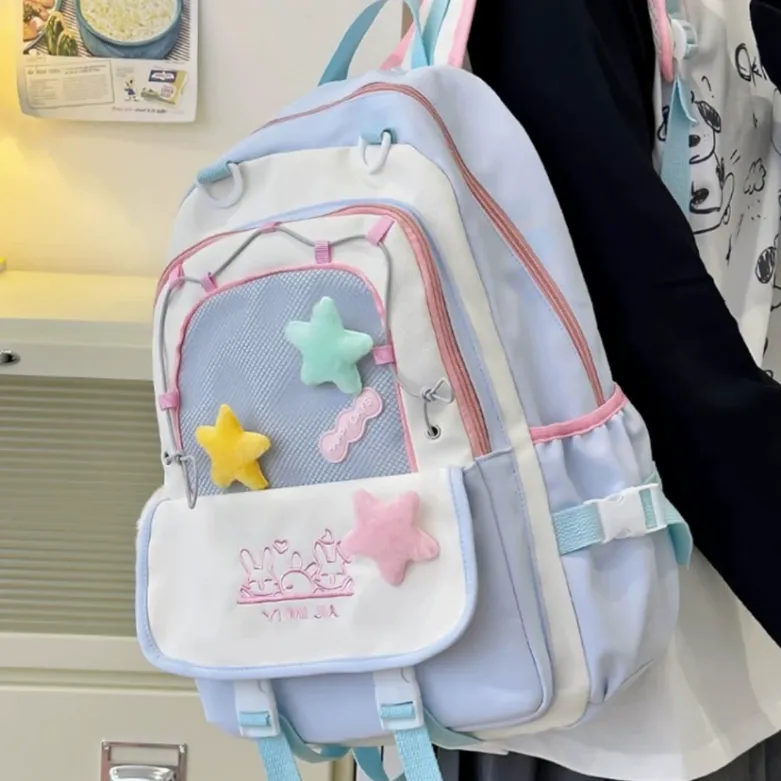ALI THE FOX Synthetic Leather Backpack Women's Cream Blue/Mint Green-5