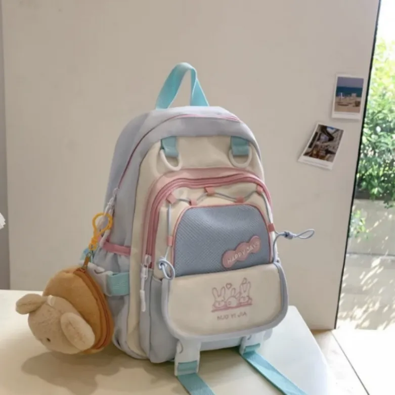 ALI THE FOX Synthetic Leather Backpack Women's Cream Blue/Mint Green-3