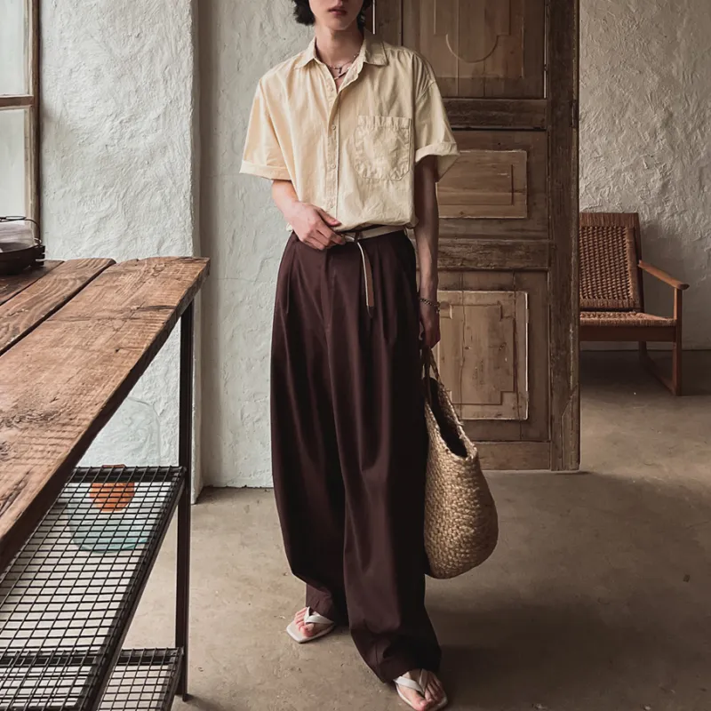 MRCYC Summer Casual Pants Unisex Khaki/Burgundy-6