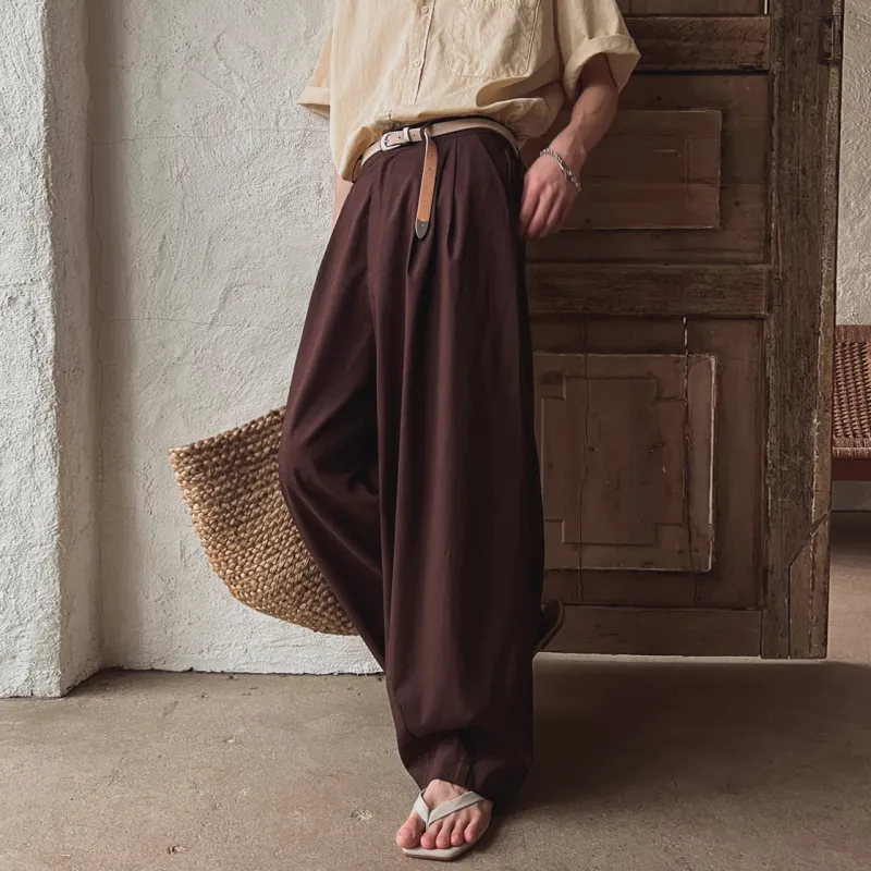 MRCYC Summer Casual Pants Unisex Khaki/Burgundy-5