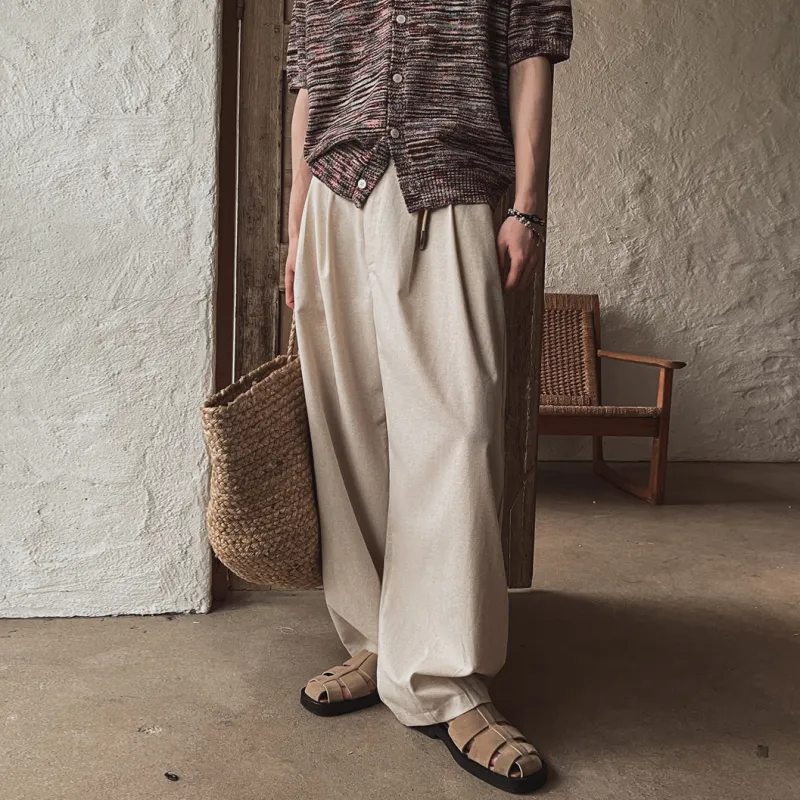 MRCYC Summer Casual Pants Unisex Khaki/Burgundy-2