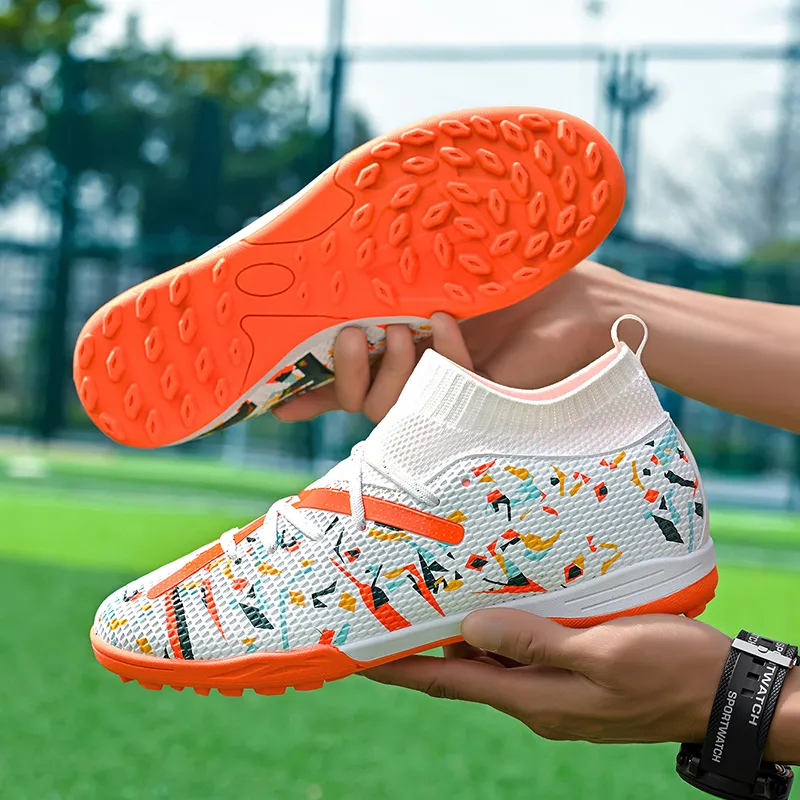 Sportful Soccer Shoes Men Low Top White Orange Broken Studs/Purple Broken Studs/Black Green Broken Studs-3