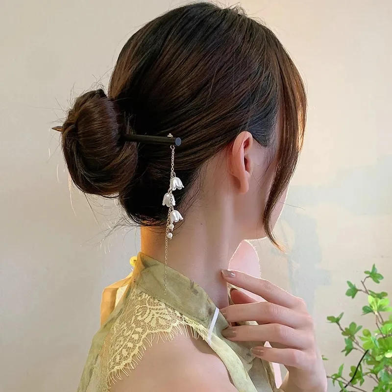 Pink Empress Wooden Hairpins Women's-4