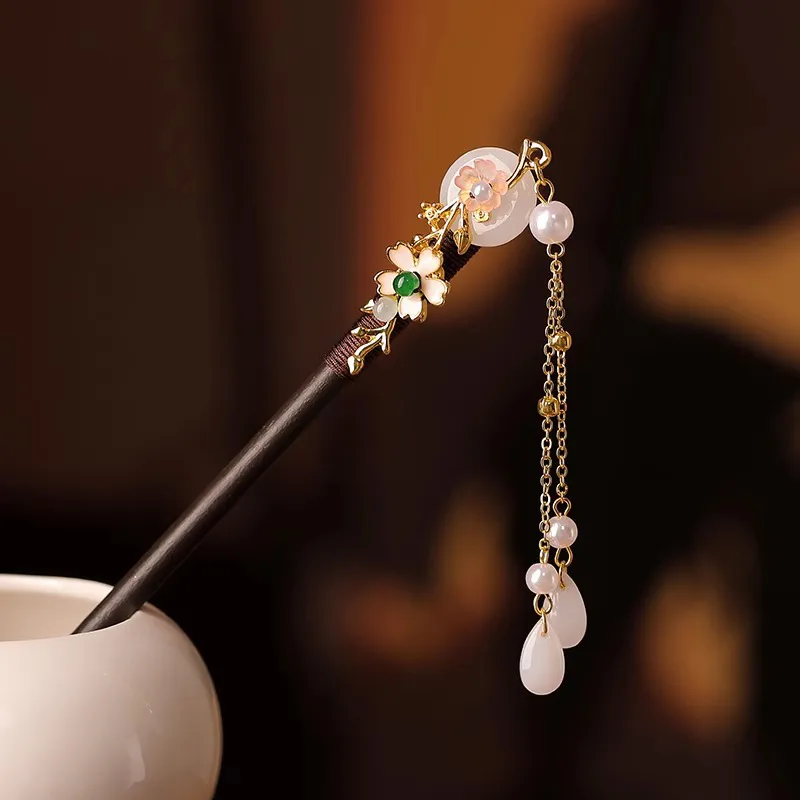 Pink Empress Wooden Hairpins Women's-4
