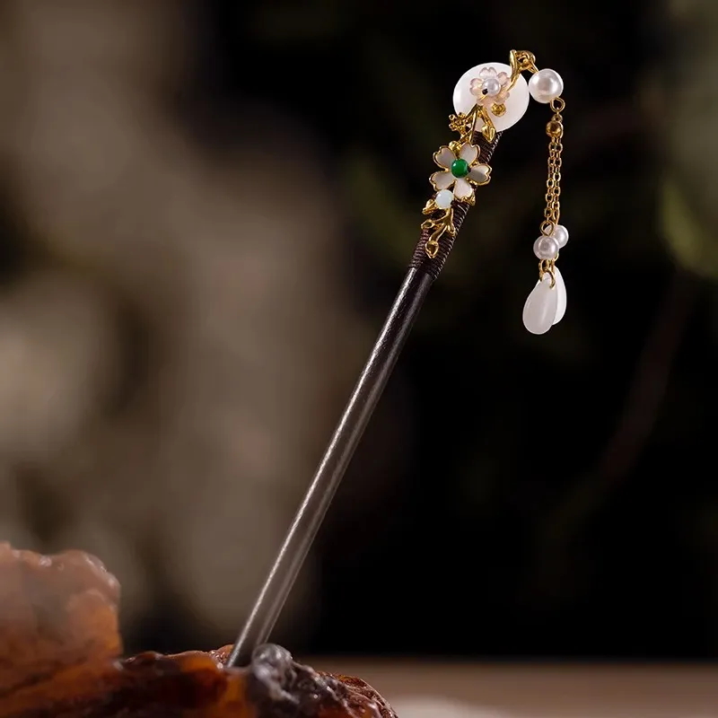 Pink Empress Wooden Hairpins Women's-3