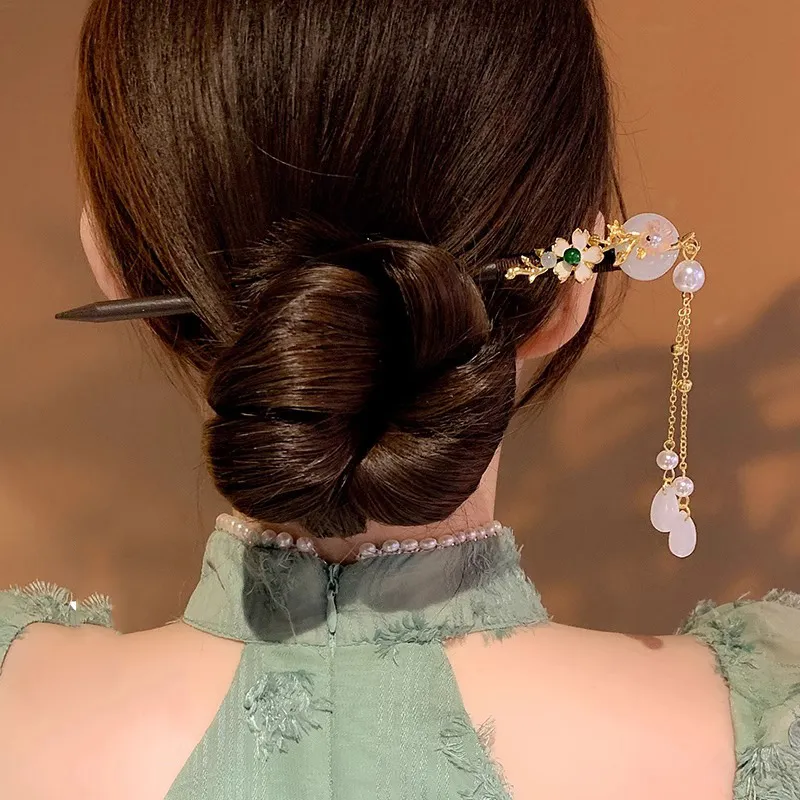 Pink Empress Wooden Hairpins Women's-5