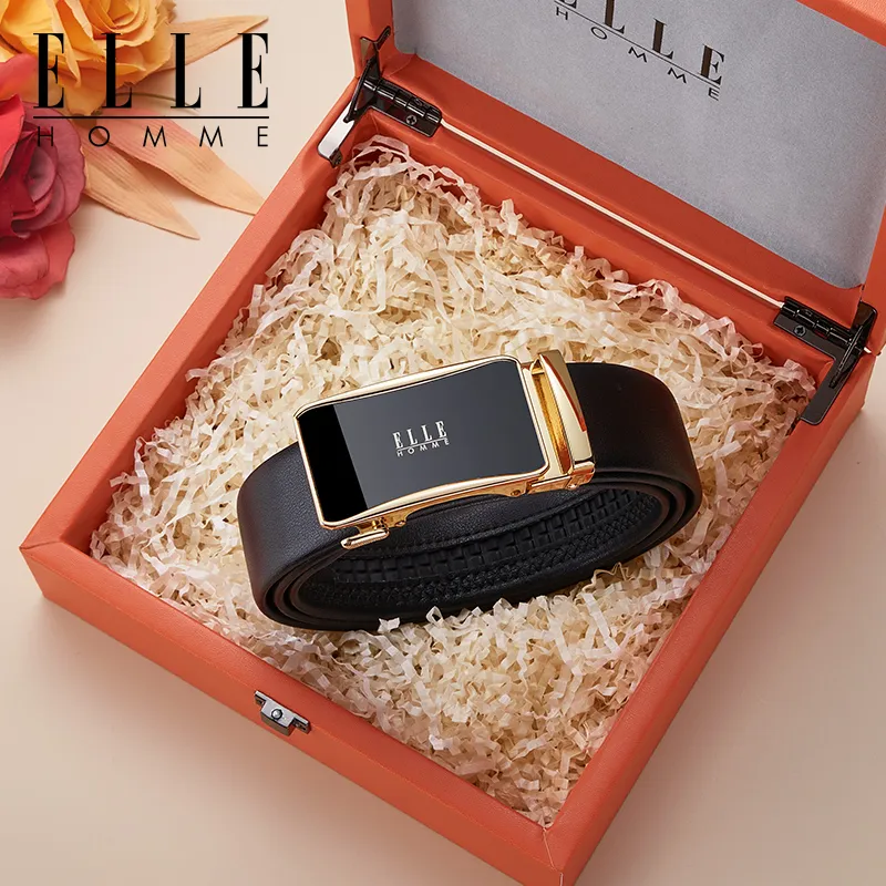 ELLE HOMME Cow Leather Belts Men's Width 3.5cm-11