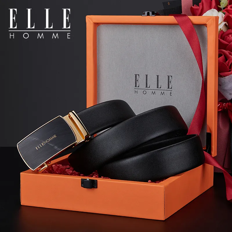 ELLE HOMME Cow Leather Belts Men's Width 3.5cm-4