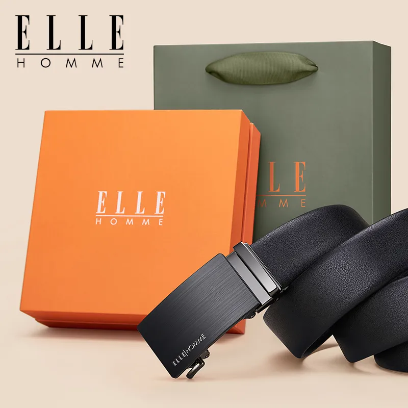 ELLE HOMME Cow Leather Belts Men's Width 3.5cm-3