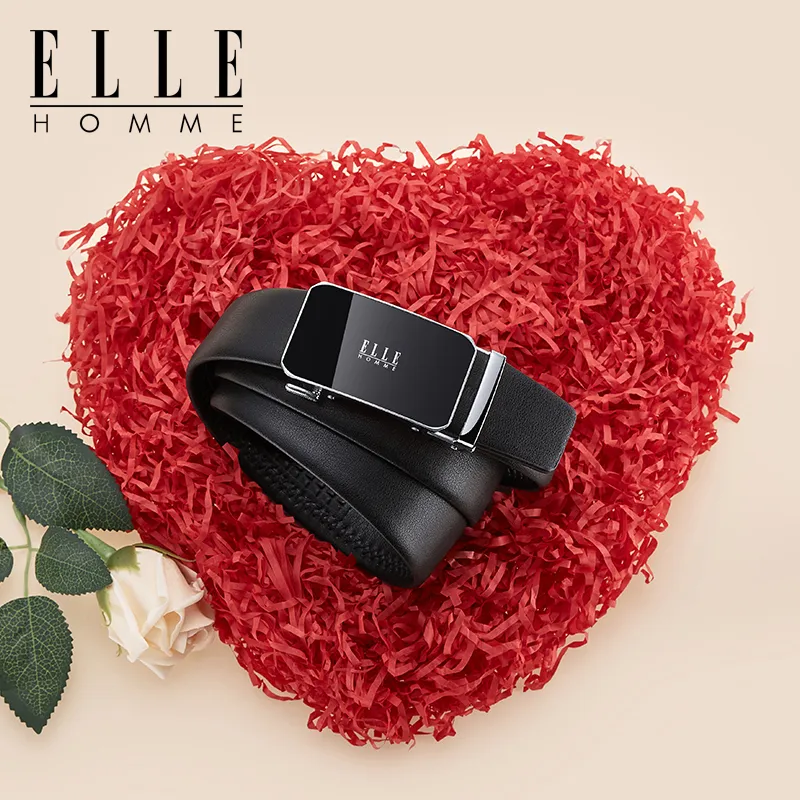 ELLE HOMME Top Grain Cow Leather Belts Men's Gunmetal, Gold, Silver Width 3.5cm-9