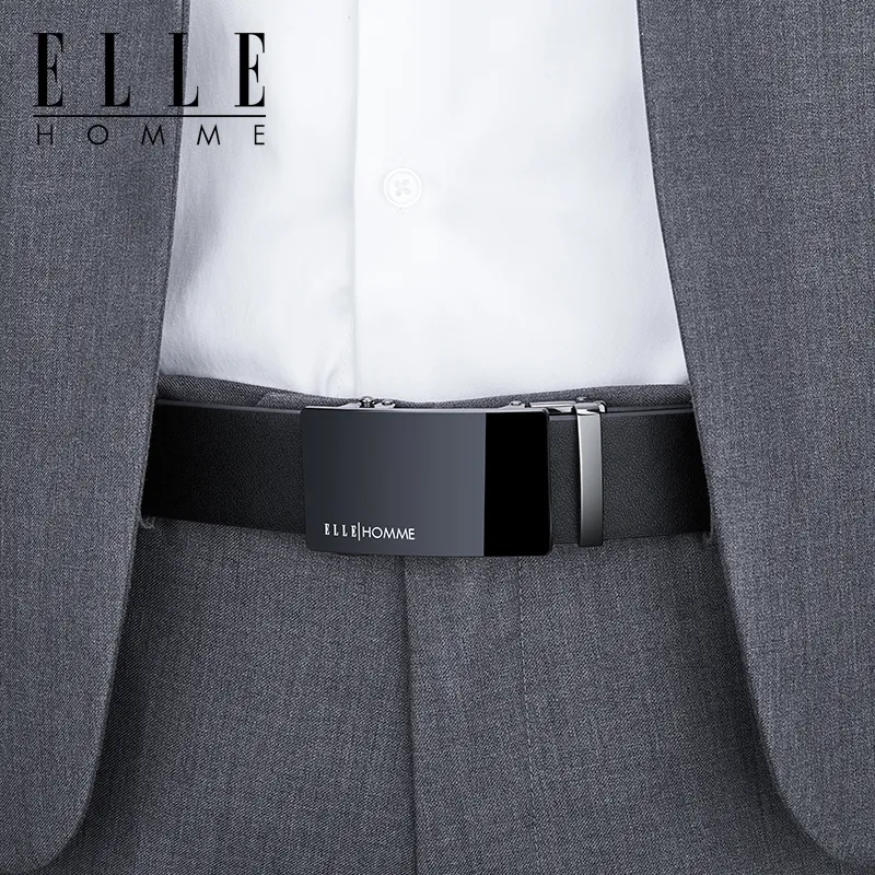 ELLE HOMME Top Grain Cow Leather Belts Men's Width 3.5cm-3