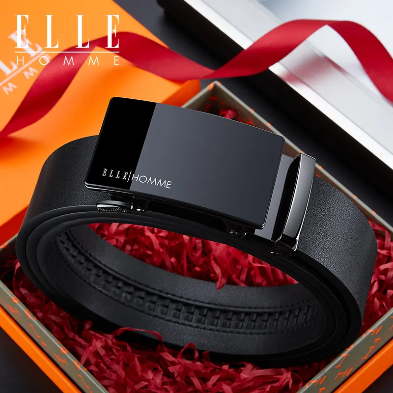 ELLE HOMME Top Grain Cow Leather Belts Men's Width 3.5cm-4