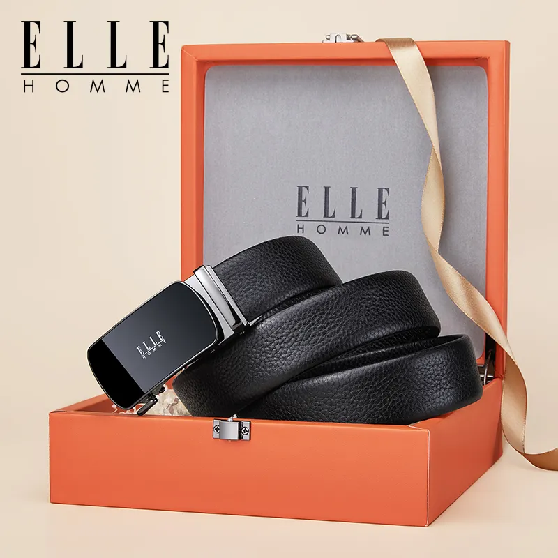 ELLE HOMME Top Grain Cow Leather Belts Men's Width 3.5cm-4