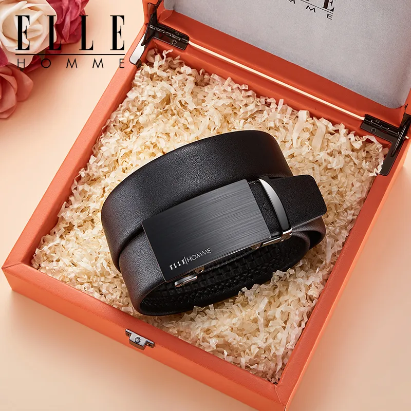 ELLE HOMME Cow Leather Belts Men's Width 3.5cm-2
