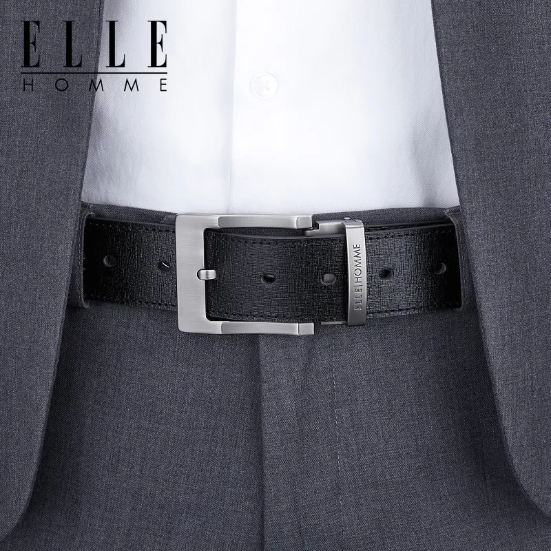 ELLE HOMME Top Grain Cow Leather Belts Men's Width 3.8cm-4