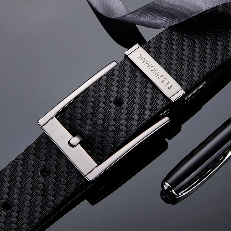 ELLE HOMME Cow Leather Belts Men's Gunmetal 3.3cm-2