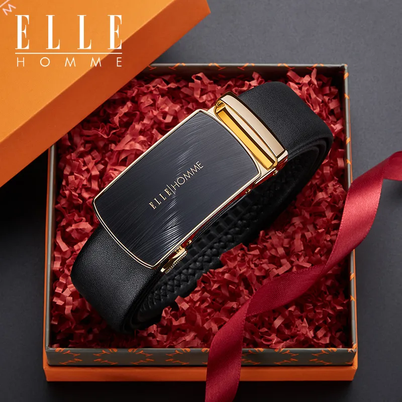 ELLE HOMME Cow Leather Belts Men's Width 3.5cm-1