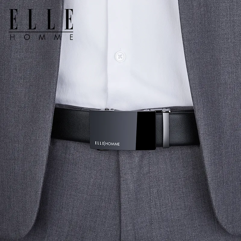 ELLE HOMME Top Grain Cow Leather Belts Men's Width 3.5cm-4