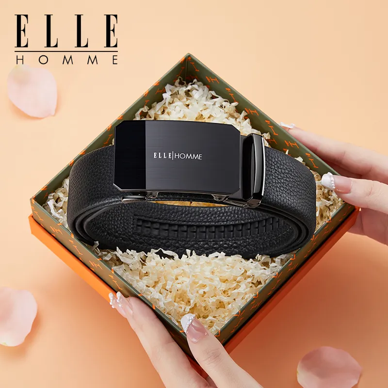 ELLE HOMME Cow Leather Belts Men's Width 3.5cm-2