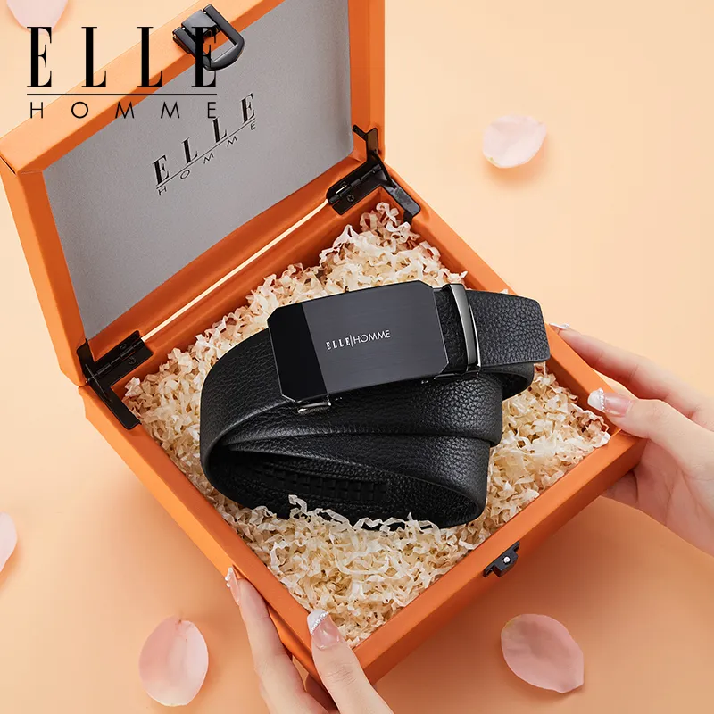 ELLE HOMME Cow Leather Belts Men's Width 3.5cm-3