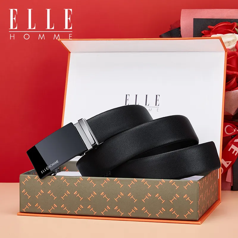 ELLE HOMME Top Grain Cow Leather Belts Men's Width 3.5cm-1