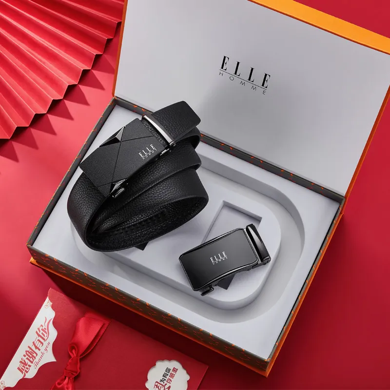 ELLE HOMME Cow Leather Belts Men's Width  3.5cm-4