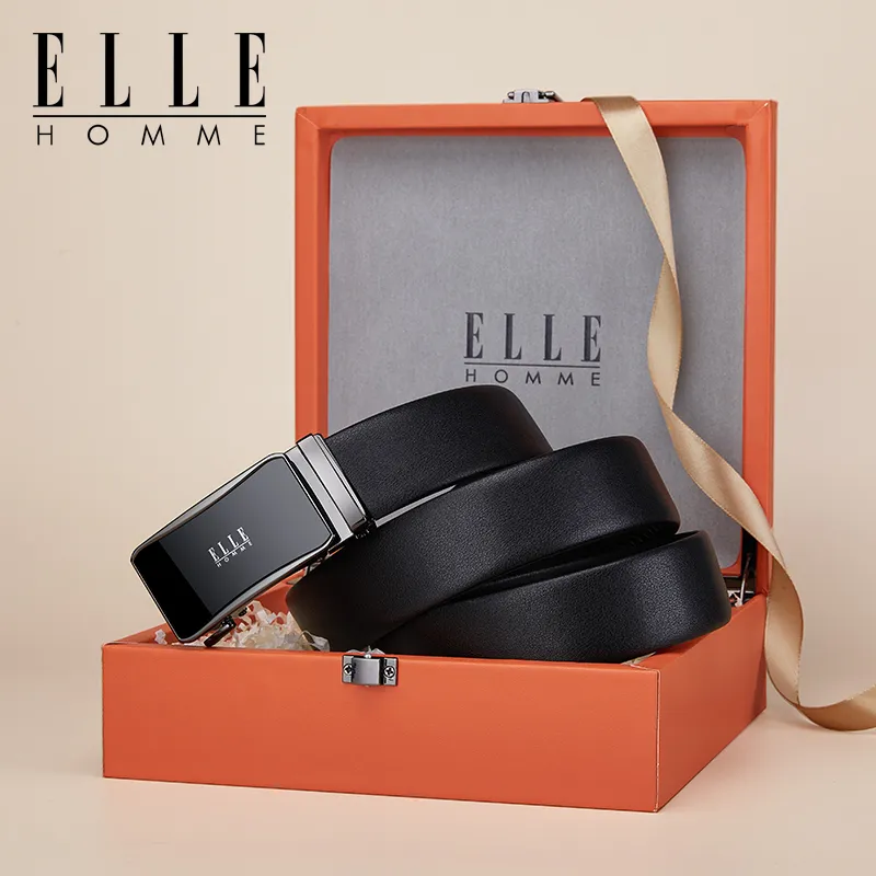 ELLE HOMME Cow Leather Belts Men's Width 3.5cm-2
