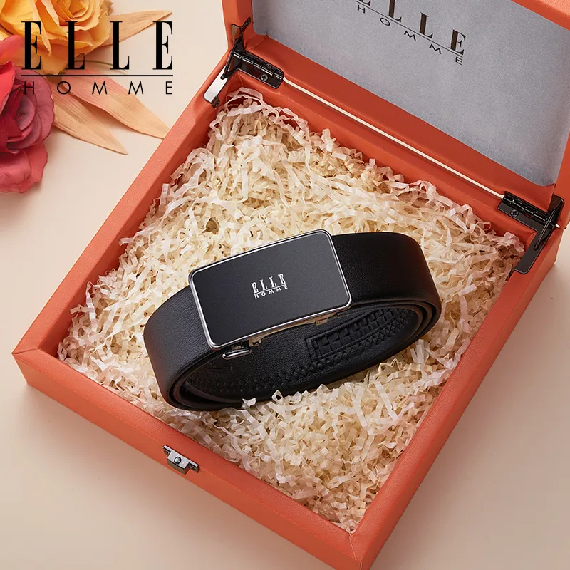 ELLE HOMME Cow Leather Belts Men's Width 3.5cm-4