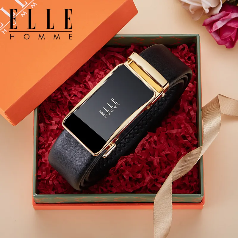 ELLE HOMME Cow Leather Belts Men's Width 3.5cm-10