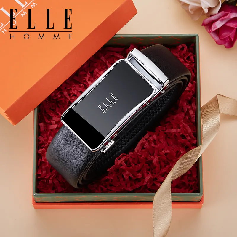 ELLE HOMME Cow Leather Belts Men's Width 3.5cm-16