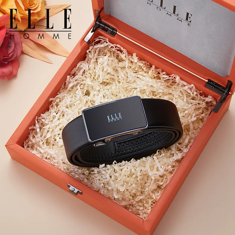 ELLE HOMME Cow Leather Belts Men's Width 3.5cm-16