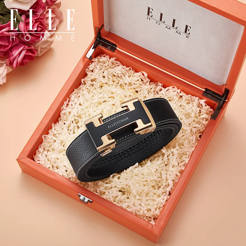 ELLE HOMME Top Grain Leather Belts Men's Width 3.5CM-5
