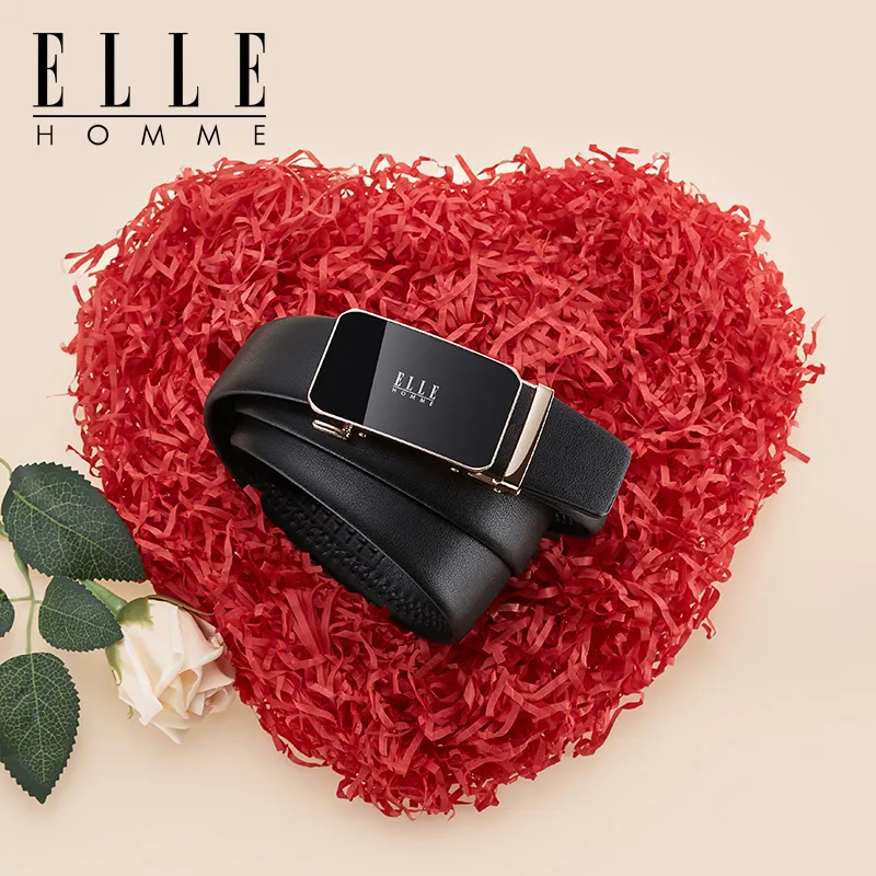ELLE HOMME Top Grain Cow Leather Belts Men's Gunmetal, Gold, Silver Width 3.5cm-6