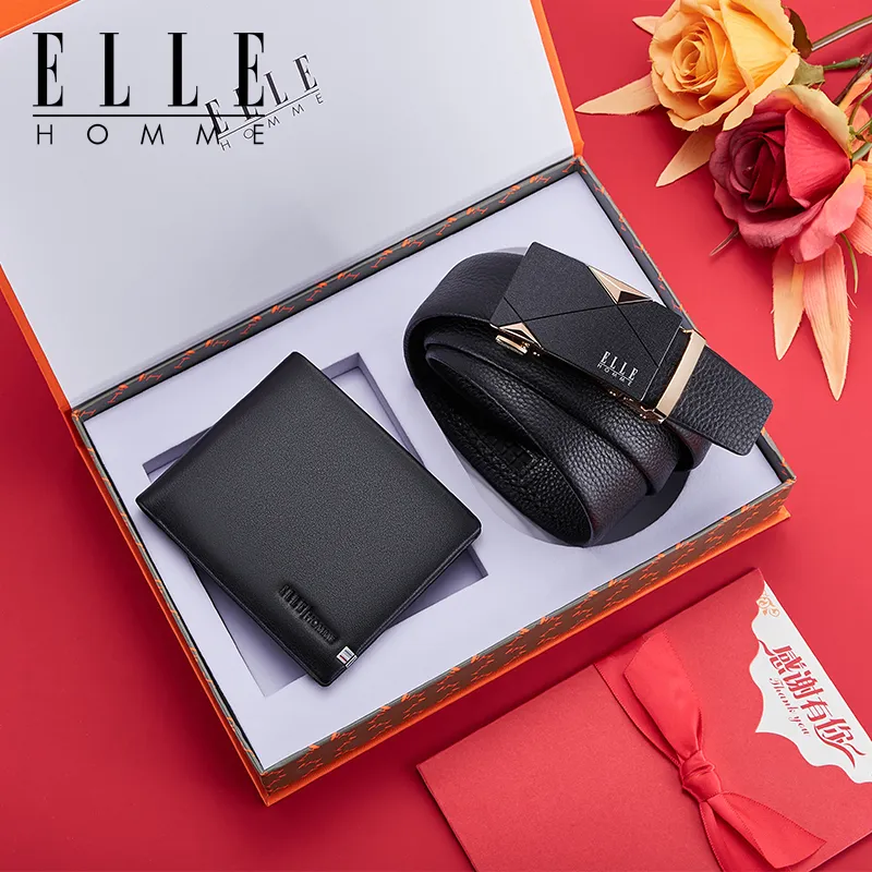 ELLE HOMME Cow Leather Belts Men's Width  3.5cm-9