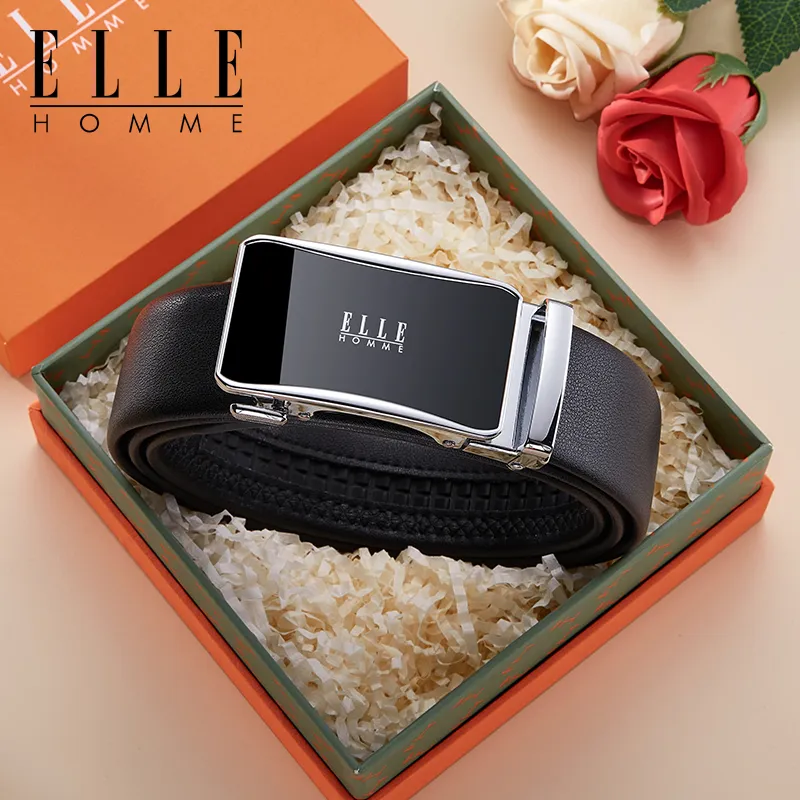 ELLE HOMME Cow Leather Belts Men's Width 3.5cm-13