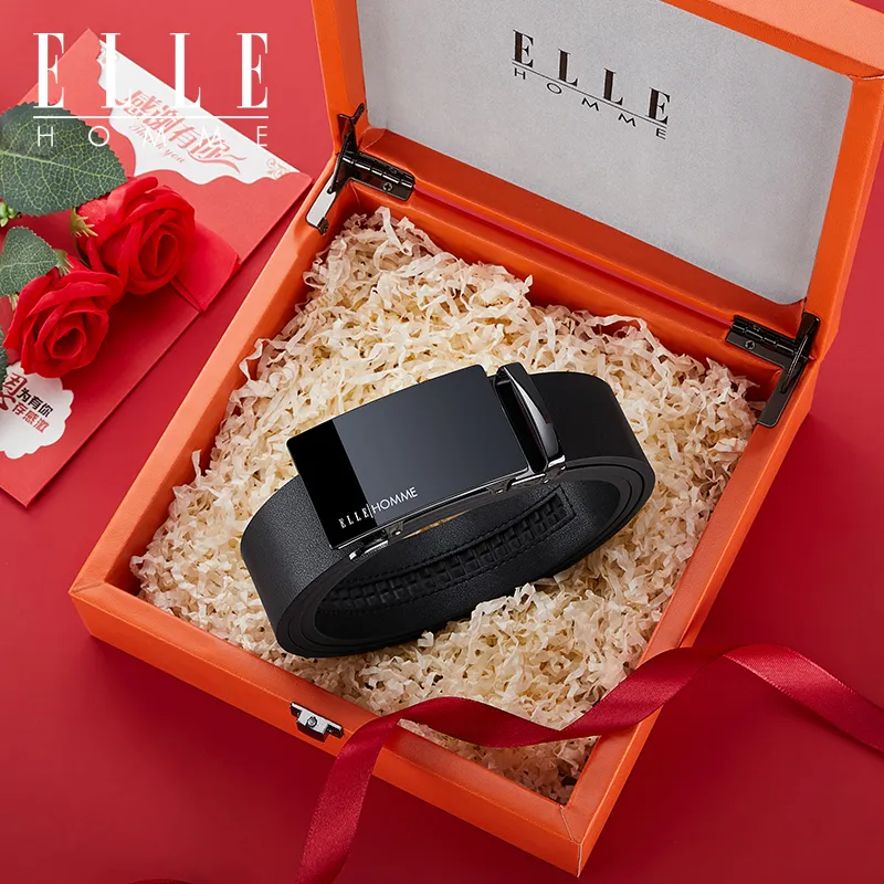 ELLE HOMME Top Grain Cow Leather Belts Men's Width 3.5cm-2