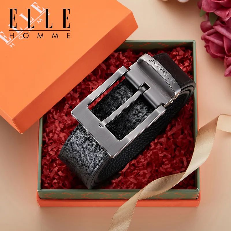 ELLE HOMME Top Grain Cow Leather Belts Men's Width 3.8cm-1