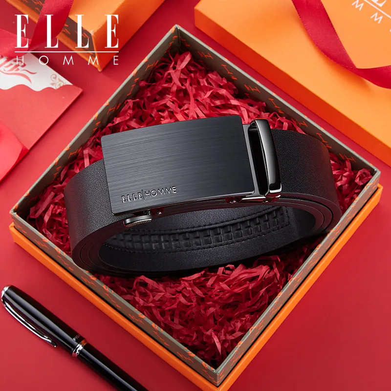 ELLE HOMME Cow Leather Belts Men's Width 3.5cm-4