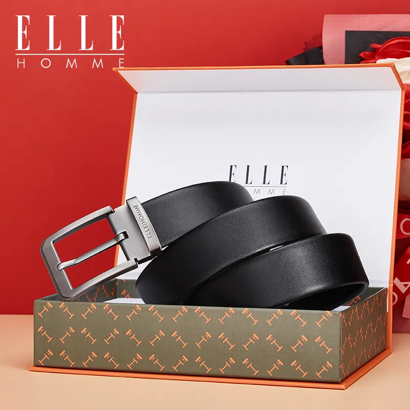 ELLE HOMME Cow Leather Belts Men's Width 3.8cm-3